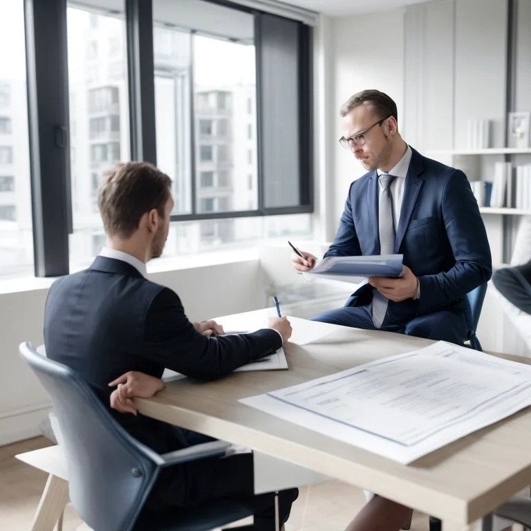 Legal advisor reviewing apartment sale contract in Singapore