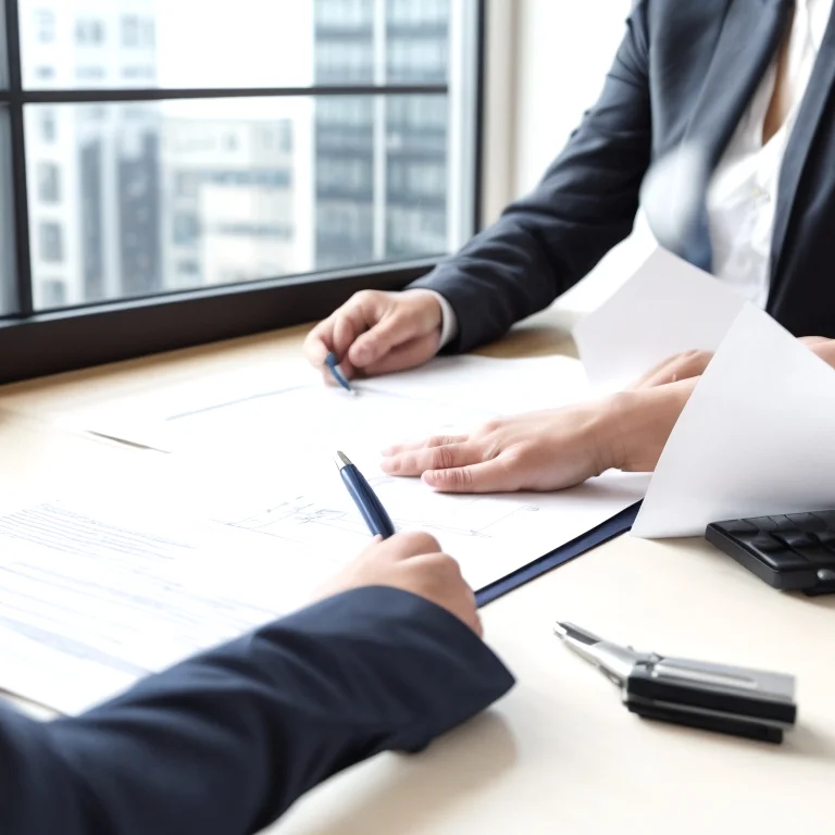 Meeting between Elarisca lawyer and client reviewing property documents
